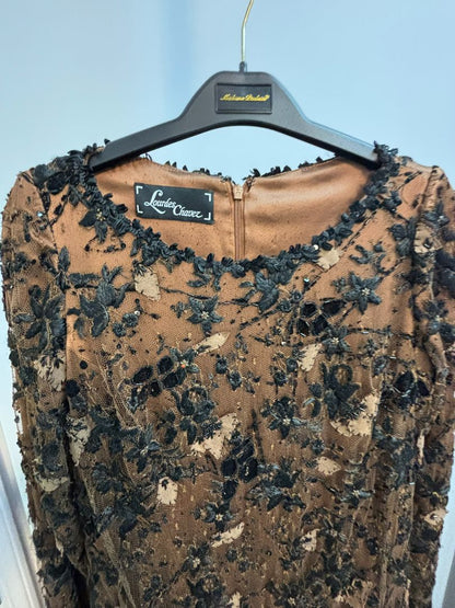brown Lourdes Chavez beaded gown, S