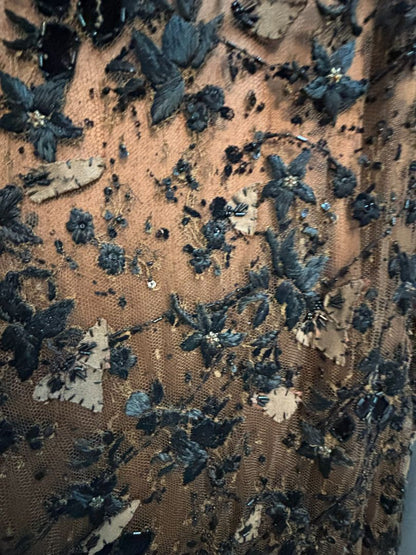 brown Lourdes Chavez beaded gown, S
