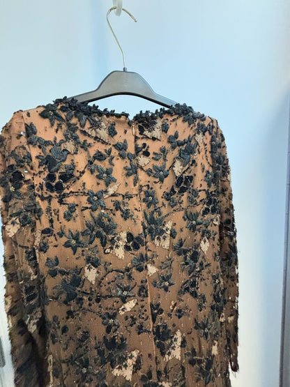 brown Lourdes Chavez beaded gown, S