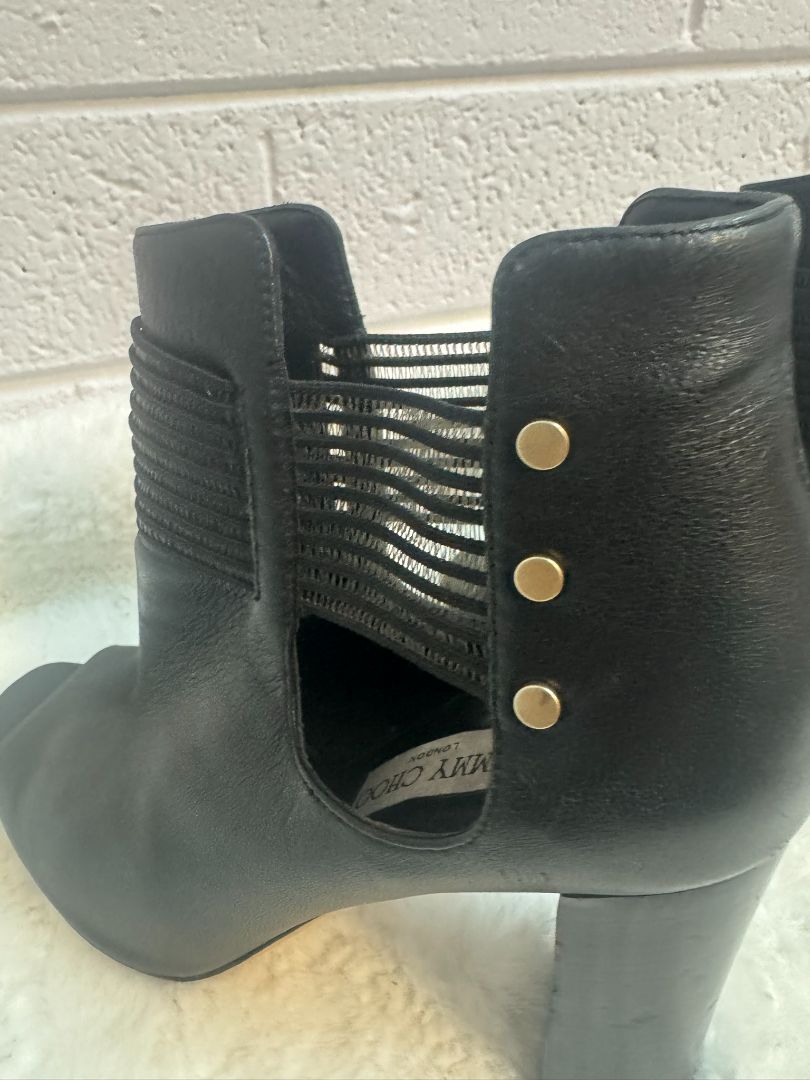 Jimmy Choo Black Peep-Toe Booties 40