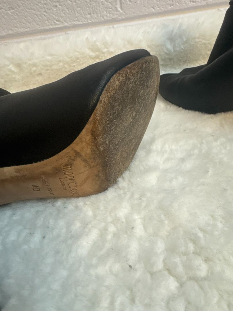 Jimmy Choo Black Peep-Toe Booties 40