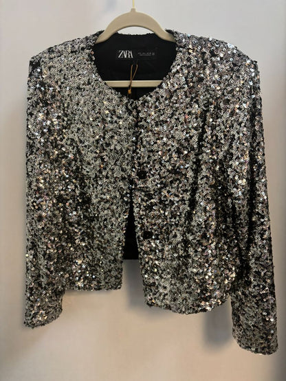 silver ZARA bling jacket