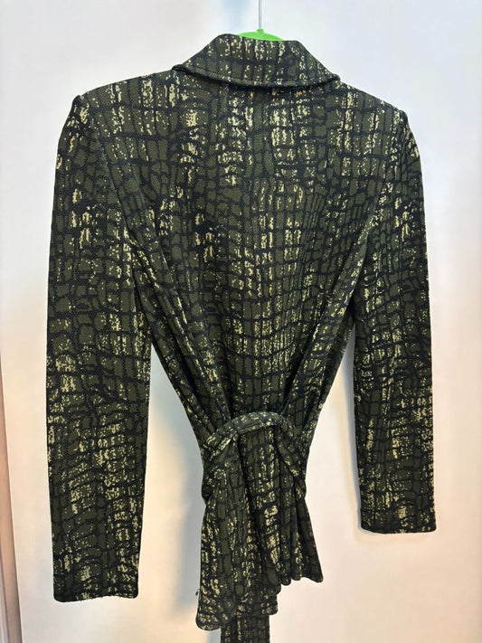 green and black St. John Collection belted jacket, 4
