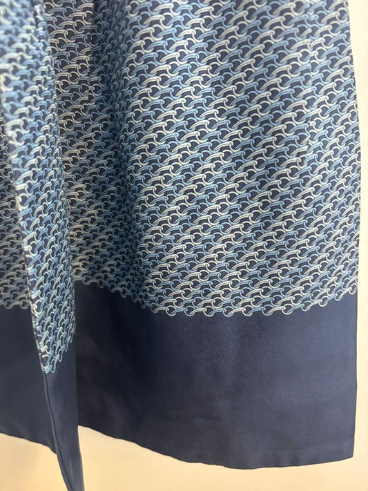 blue Hermes scarf, 45.25 x 6.5