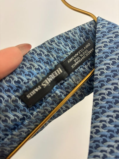 blue Hermes scarf, 45.25 x 6.5
