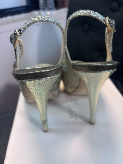 silver Jimmy Choo sling backs, 36