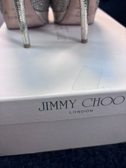 silver Jimmy Choo sling backs, 36