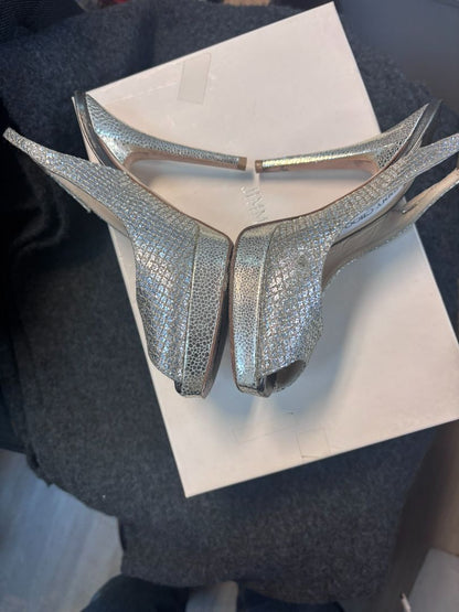 silver Jimmy Choo sling backs, 36
