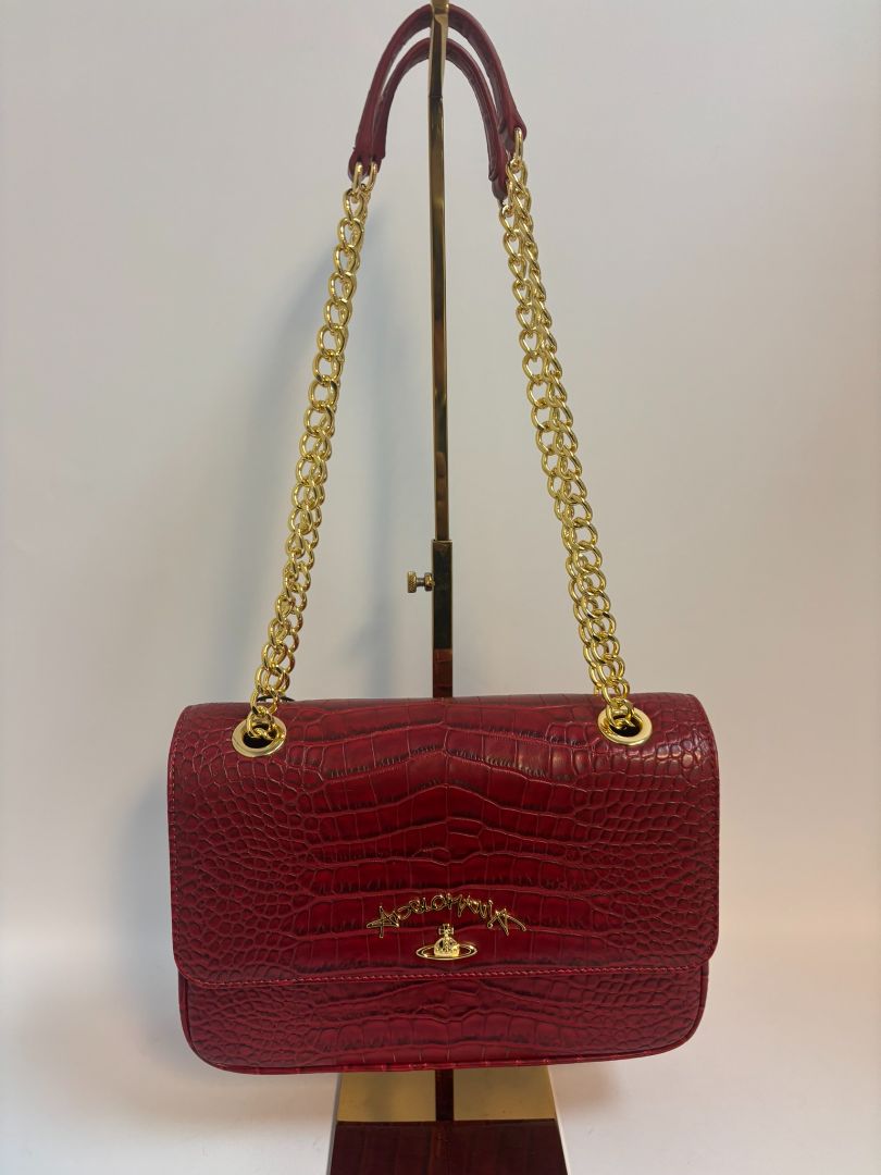 red Vivienne Westwood croc bag, 10x 3x 7