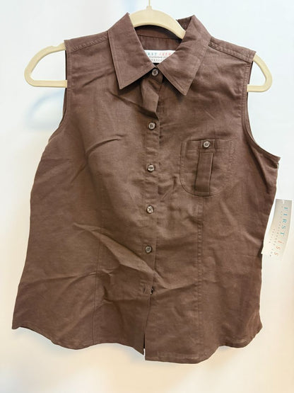 brown First Issue sleeveless button up, M