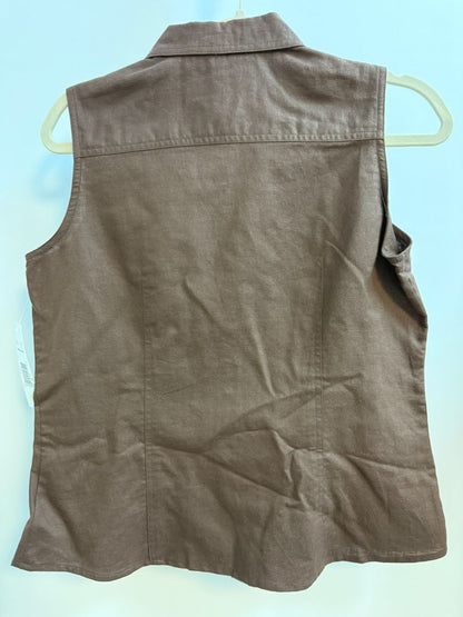 brown First Issue sleeveless button up, M