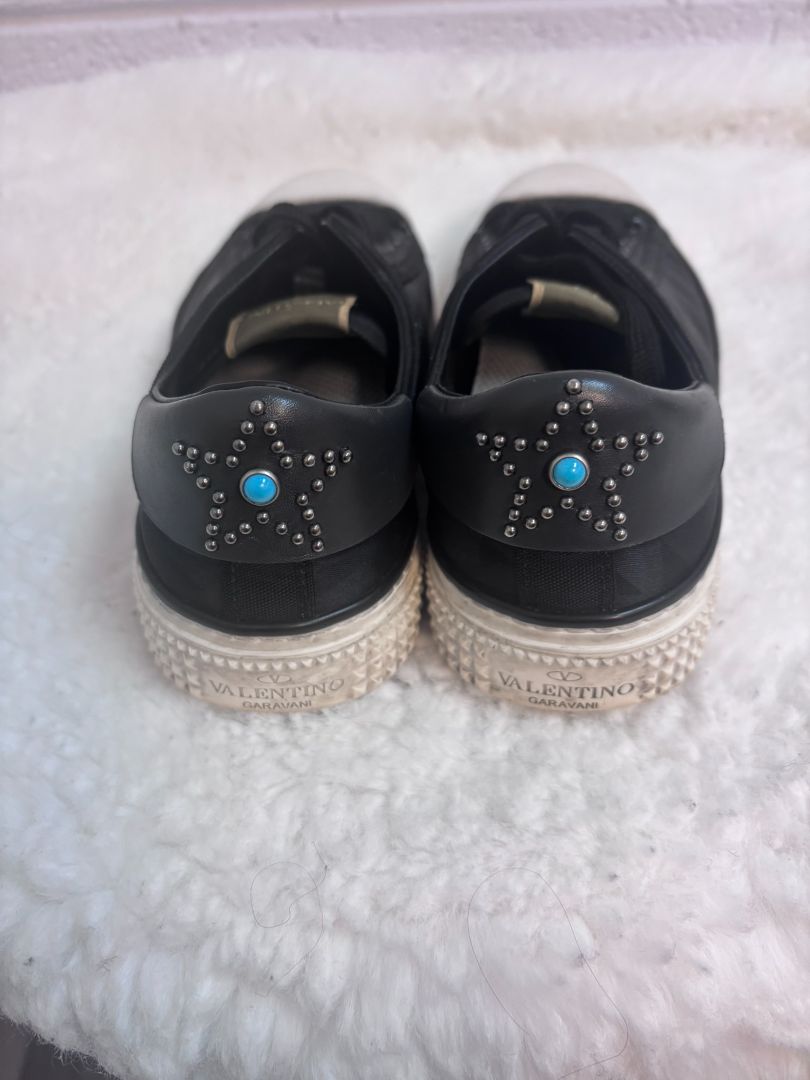 Valentino Black Canvas Rockstud Sneaker 40