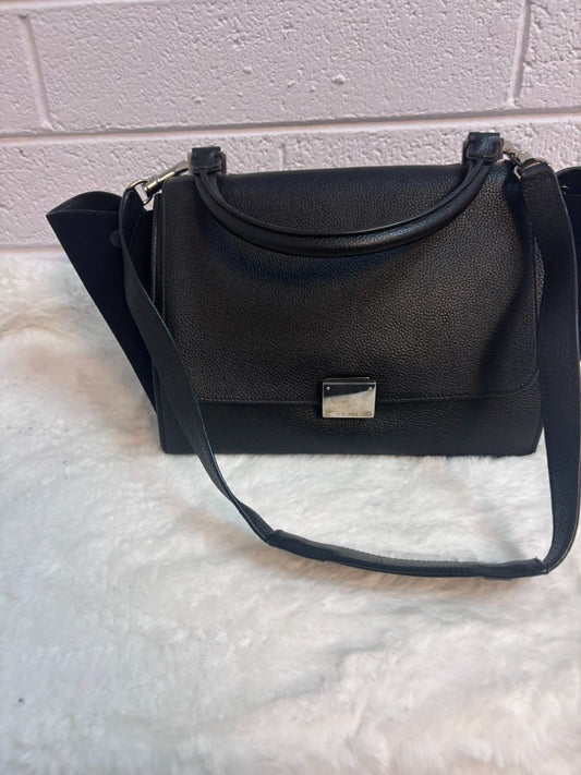 black Celine Trapeze, Width: 12” (expands to ~20” with wings out) Height: 9” Depth: 7” Top Handle Drop: 4.5” Shoulder Strap Drop: 15–18” adjustable