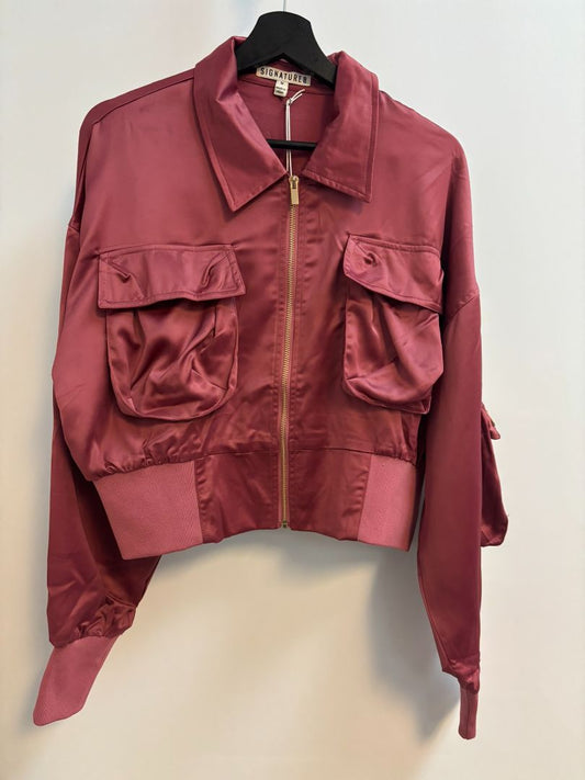 Mauve Pink Signature 8 Signature 8 Satin Bomber Jacket, 2s , 3m , 1l