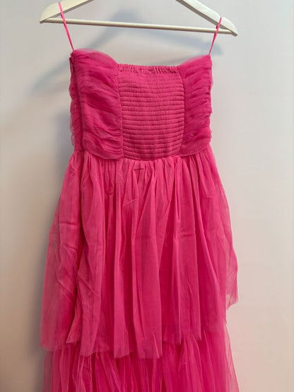 Hot Pink Luxxel Tulle Evening Dress, 2s, 2m,2l