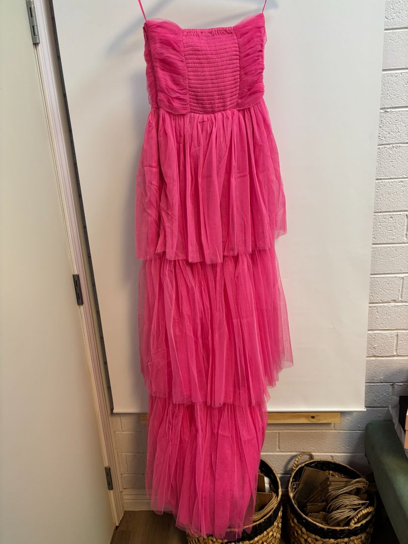 Hot Pink Luxxel Tulle Evening Dress, 2s, 2m,2l