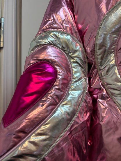pink and silver Fantastic Fawn puffer jackets, 2s, 2m, 2l