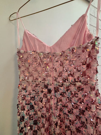 Banjul Sequined Checker Spaghetti Strap Gown