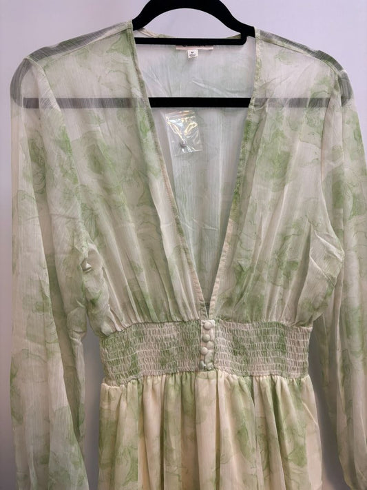 Sheer Summer Dress Light Floral Green