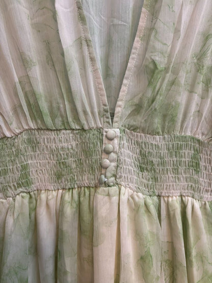 Sheer Summer Dress Light Floral Green