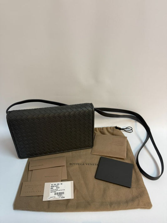 gray Bottega Veneta cross body, 10x 7 x 2.5 drop 23 inch approx