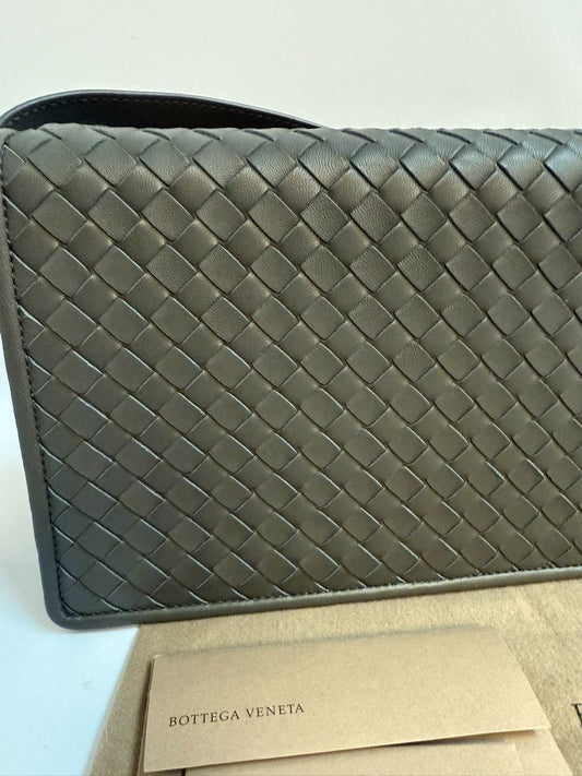 gray Bottega Veneta cross body, 10x 7 x 2.5 drop 23 inch approx