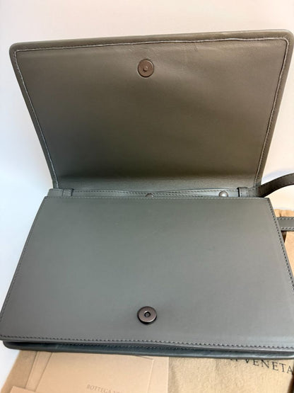 gray Bottega Veneta cross body, 10x 7 x 2.5 drop 23 inch approx