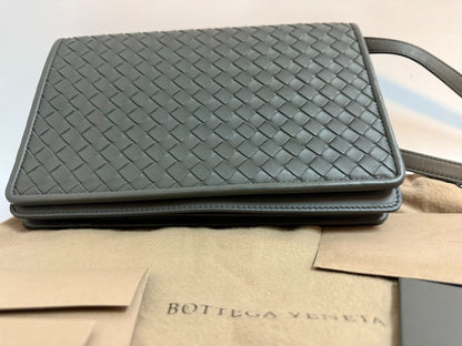 gray Bottega Veneta cross body, 10x 7 x 2.5 drop 23 inch approx