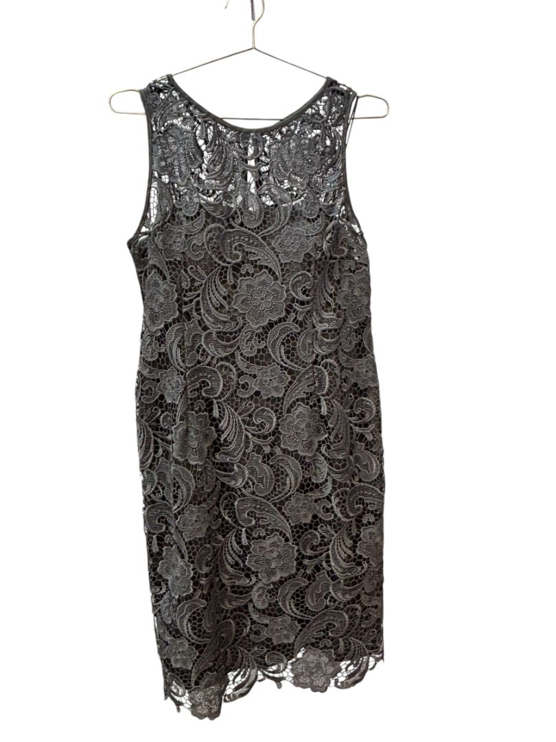 grey Adrianna Papell floral embroidery illusion, 12