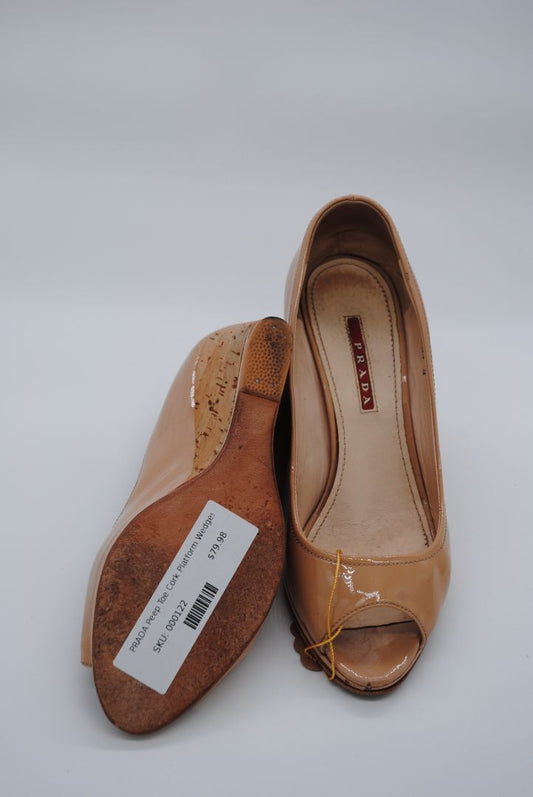 Round toe nude Prada block heels made in Italy