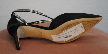 black Badgley Mishka Jewel satin rhinestones heels NWT, 8.5 US