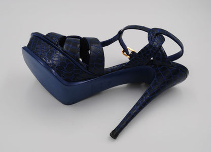 Saint Laurent Calfskin Crocodile Embossed Tribute 105 Platform Sandals in Marinette

Saint Laurent calfskin crocodile embossed Tribute 105 platform sandals, women’s size 38 in Marinette, luxury designer heels with buckle ankle strap and 105mm stiletto heel