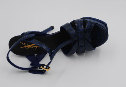 Saint Laurent Calfskin Crocodile Embossed Tribute 105 Platform Sandals in Marinette

Saint Laurent calfskin crocodile embossed Tribute 105 platform sandals, women’s size 38 in Marinette, luxury designer heels with buckle ankle strap and 105mm stiletto heel