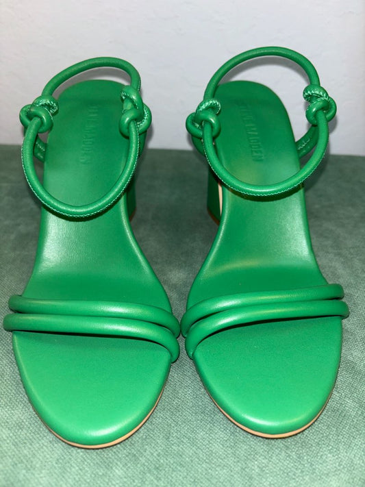 Steve Madden Harrlow green leather heeled sandals for women