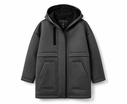Charcoal Grey/Black Alexander Wang Oversized Hooded Coat, 36