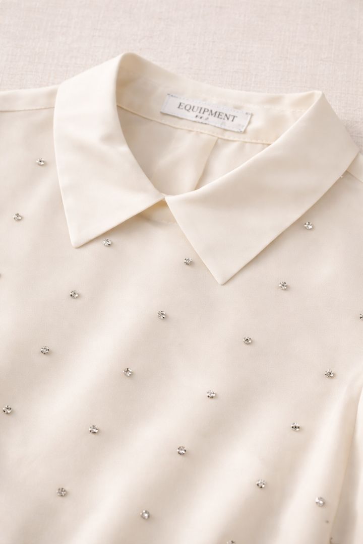 Equipment Ivory Crystal Embellished Blouse M