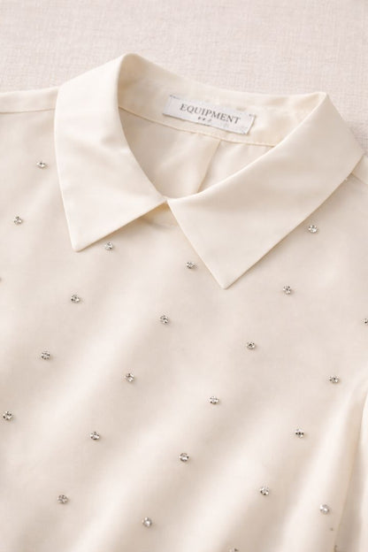 Equipment Ivory Crystal Embellished Blouse M