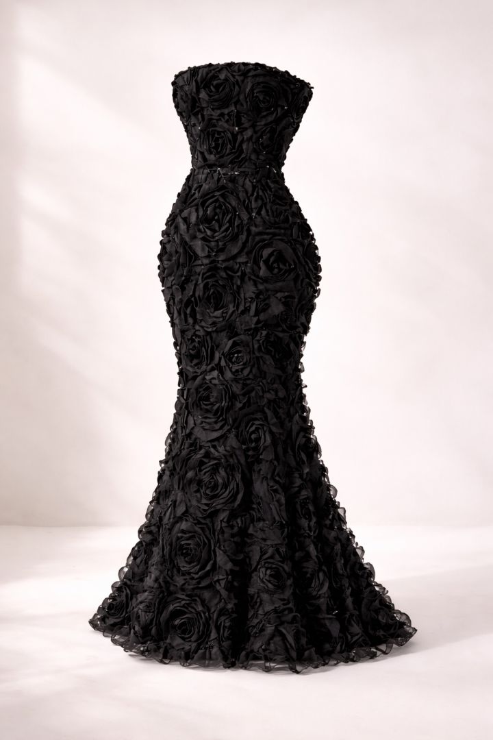 Lulus Black Rosette Gown