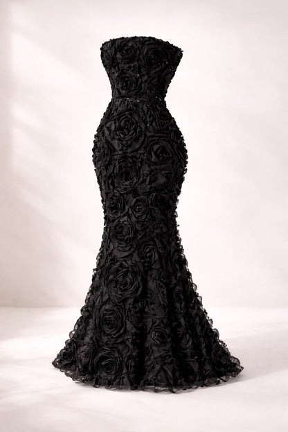 Lulus Black Rosette Gown