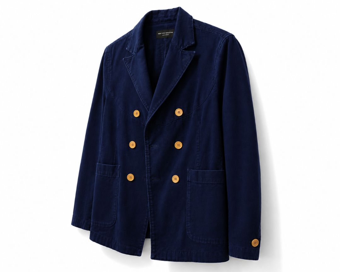 Deep Navy Blue New York Industrie Double Breasted Blazer, IT 50