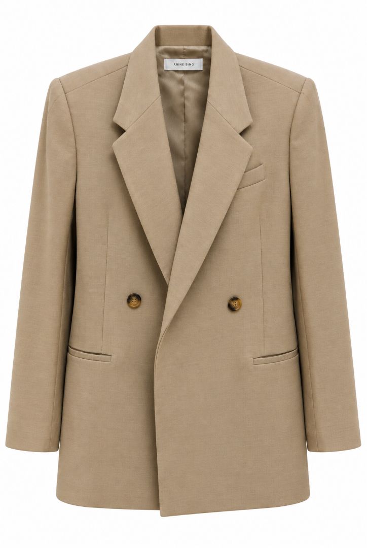 Taupe Anine Bing double breasted oversized coat