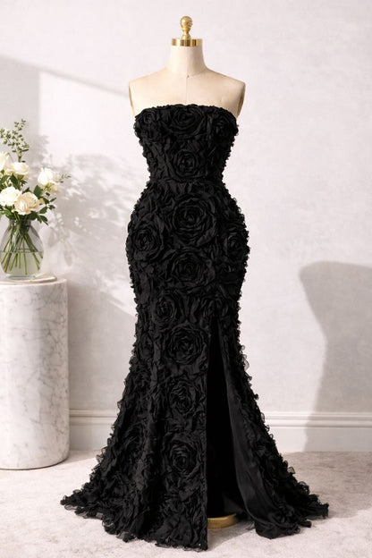 Lulus Black Rosette Gown