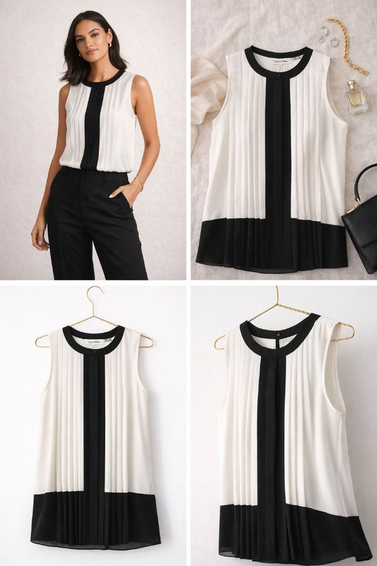 black and white Calvin Klein blouse, L