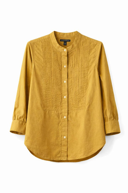 Banana Republic Mustard Mandarin Collar Blouse