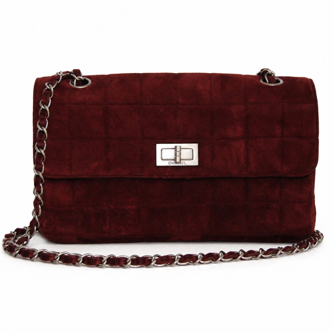 Chanel Vintage Square-Quilted Suede Mademoiselle Crossbody Flap Bag