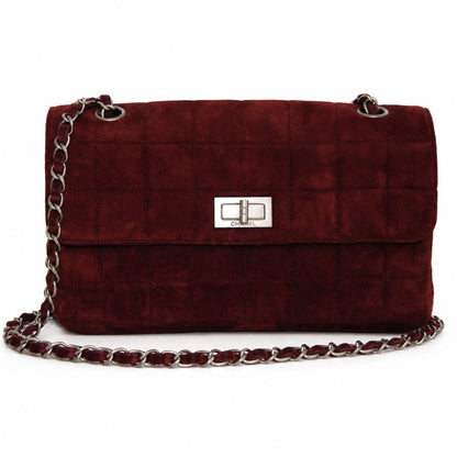Chanel Vintage Square-Quilted Suede Mademoiselle Crossbody Flap Bag
