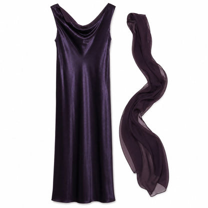 ABS silk gown with scarf