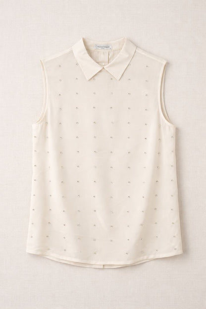 Equipment Ivory Crystal Embellished Blouse M
