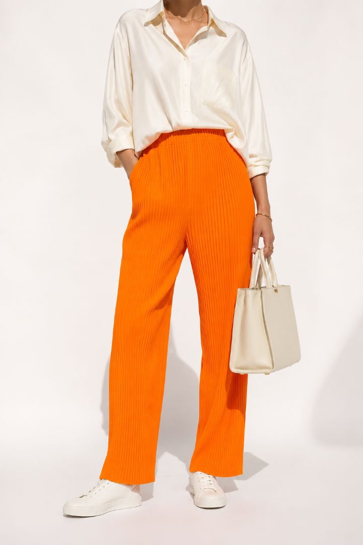 Neon Orange Homme Plisse Issey Miyake Pleated Pants, 2