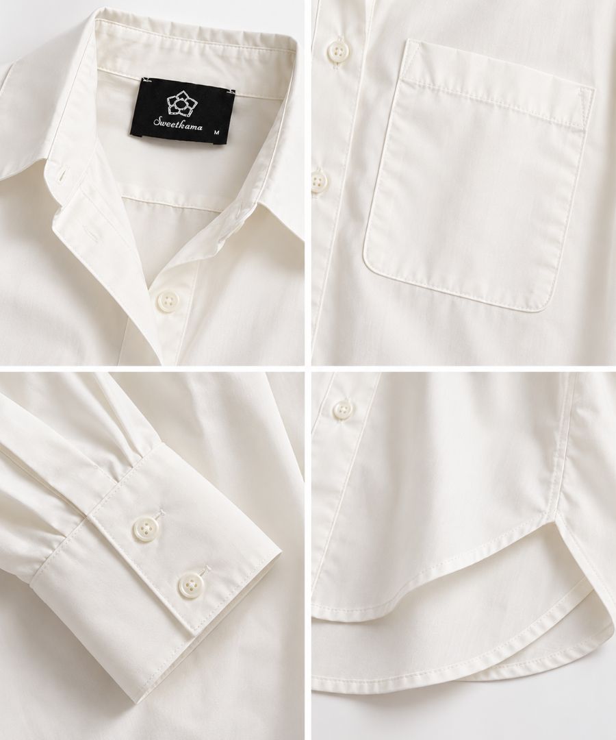 ivory Sweetkama LUXE CORE Oversized Button-Down Shirt, multi